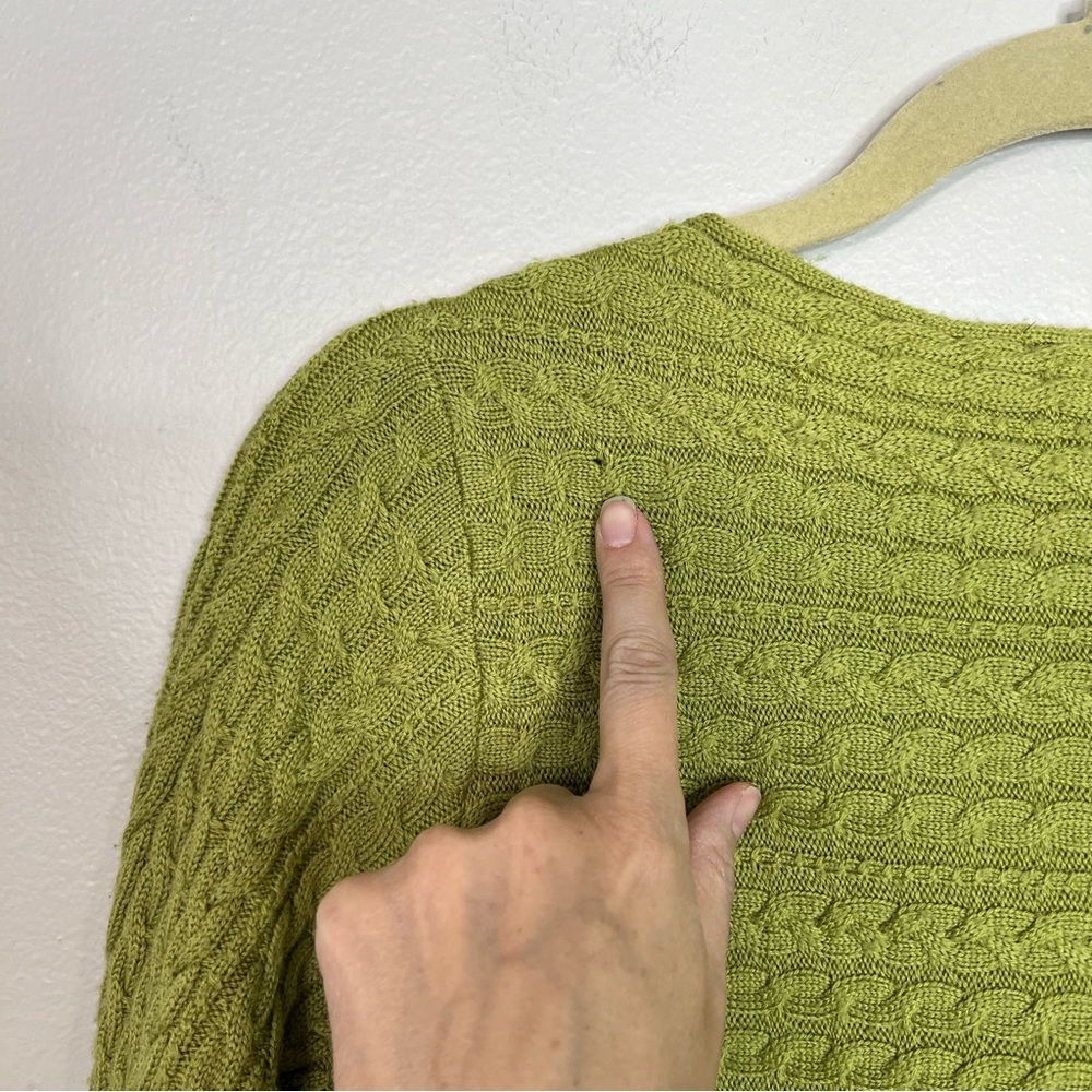 PHILOSOPHY REPUBLIC Lime Green 100% Wool Cardigan Sweater size Small Petite - Picture 6 of 15